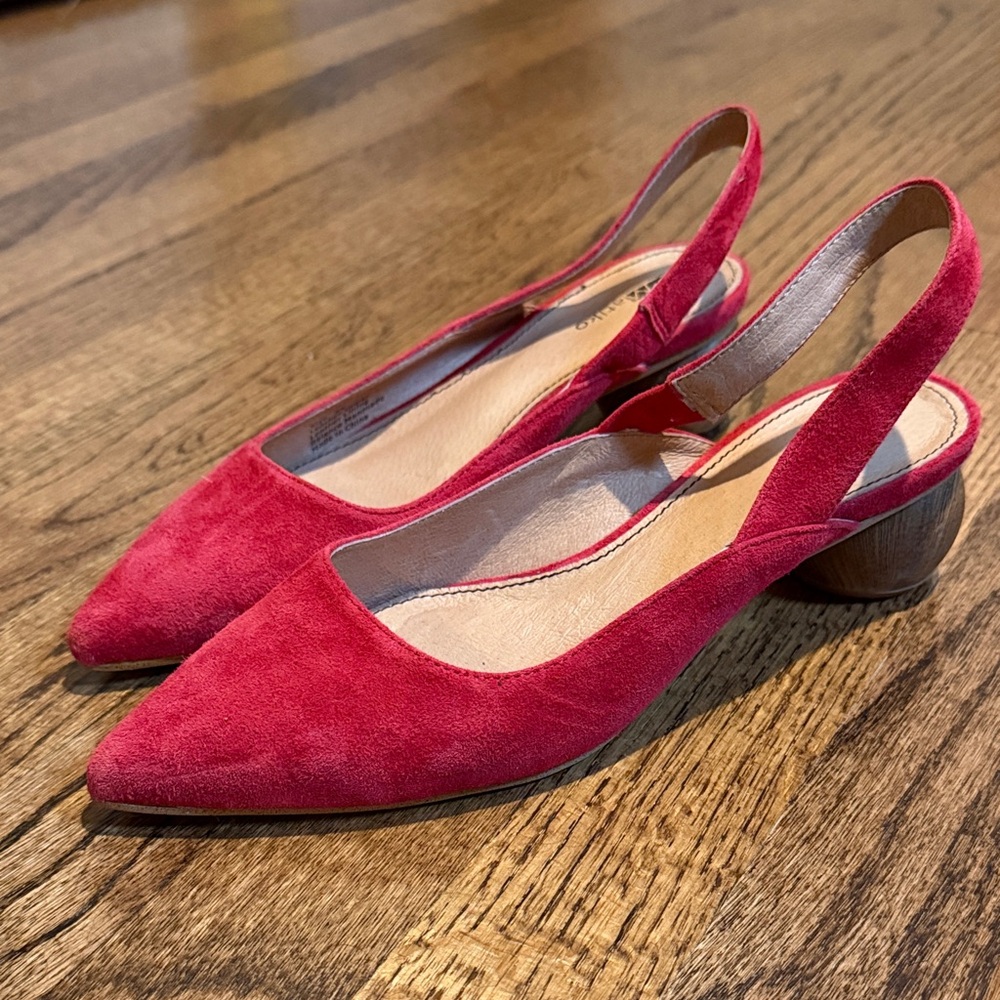 Matiko Red Suede Slingback Heels